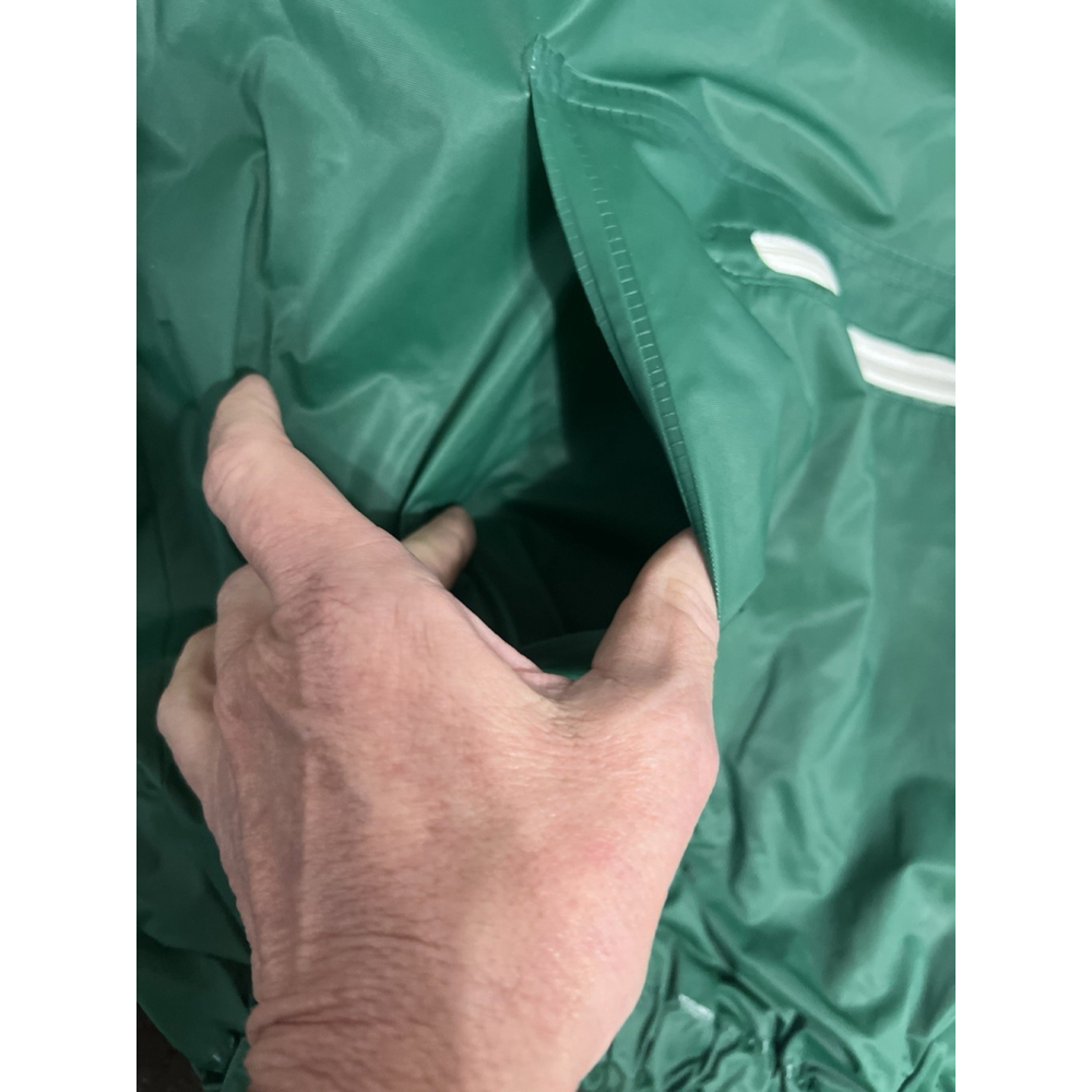 Vintage 90s PVC Women's Hood 1/2 Zip Rain Jacket Green Event Unisex Large - Picture 8 of 10
